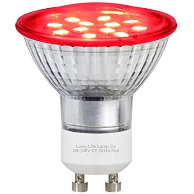 Long Life Lamp Company 3w Red GU10 LED Colour Light Bulb 240v Long Life Lamp Company 3w Red GU10 LED Colour Light Bulb 240v