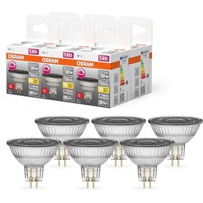 OSRAM Superstar Reflector lamp, GU5.3-Base Clear Glass,Warm White (2700K), 230 Lumen, 20W-Replacement, dimmable, 6-Pack OSRAM Superstar Reflector lamp, GU5.3-Base Clear Glass,Warm White (2700K), 230 Lumen, 20W-Replacement, dimmable, 6-Pack