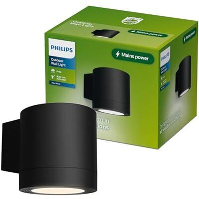 Philips Fylx Outdoor Wall Light + GU10 LED Bulb,Warm White Light, IP44 Weather-Resistant, Durable, Aluminum, Modern Design, Black Philips Fylx Outdoor Wall Light + GU10 LED Bulb,Warm White Light, IP44 Weather-Resistant, Durable, Aluminum, Modern Design, Black