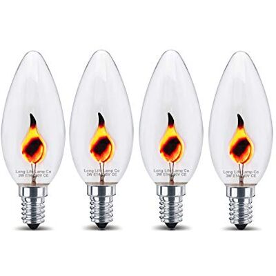 Long Life Lamp Company 4 x 3w Flicker Flame Candle Light Bulb E14 SES Screw Long Life Lamp Company 4 x 3w Flicker Flame Candle Light Bulb E14 SES Screw