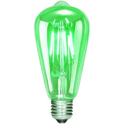 Bravsekai E27 ST64 Green LED Bulb, 4W Screw Decorative Filament Bulb, 40W Equivalent, Non-Dimmable, Modern Style, for Bar, Party & Home Ambient Decor, Pack of 1 Bravsekai E27 ST64 Green LED Bulb, 4W Screw Decorative Filament Bulb, 40W Equivalent, Non-Dimmable, Modern Style, for Bar, Party & Home Ambient Decor, Pack of 1