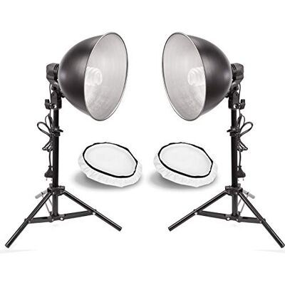 HWAMART Mini Photography Continuous Lighting Kit with 2x 45W E27 Socket 5500K Bulbs 2x 70cm Light Stand Bulb Holders for Photo Studio Video Product Shooting HWAMART Mini Photography Continuous Lighting Kit with 2x 45W E27 Socket 5500K Bulbs 2x 70cm Light Stand Bulb Holders for Photo Studio Video Product Shooting