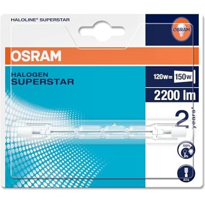 OSRAM 64696 Halogen Rod R7s 120 Watt 117.6 mm Pack of 5 OSRAM 64696 Halogen Rod R7s 120 Watt 117.6 mm Pack of 5