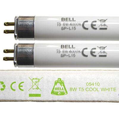 BELL 2 Pack Bundle 8w T5 300mm 12" Fluorescent Tubes Cool White 4000k G5 Cap for Emergency and Strip Lights 8 Watt Lighting 05410 BELL 2 Pack Bundle 8w T5 300mm 12" Fluorescent Tubes Cool White 4000k G5 Cap for Emergency and Strip Lights 8 Watt Lighting 05410