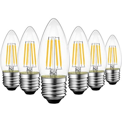 LVWIT E27 Screw Bulb,E27 Candle Light Bulbs,Large Screw Light Bulbs,7W 2700K Super Warm White C35 Candle Bulb 75W Replacement,High 1055Lm,35 * 93MM,Non-dimmable(6 PCS) LVWIT E27 Screw Bulb,E27 Candle Light Bulbs,Large Screw Light Bulbs,7W 2700K Super Warm White C35 Candle Bulb 75W Replacement,High 1055Lm,35 * 93MM,Non-dimmable(6 PCS)