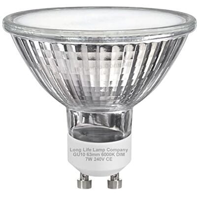 Long Life Lamp Company GU10 LED 63mm Dimmable Cool White 7w Frosted Cover 240v Long Life Lamp Company GU10 LED 63mm Dimmable Cool White 7w Frosted Cover 240v