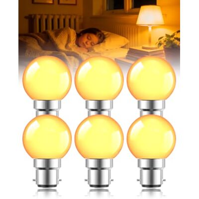 Klarlight B22 Bayonet Amber Warm Light Bulbs 3W, 2000K Orange Light Bulb G45 30W Equivalent Energy Saving LED Bulb, Non-dimmable, Blue-Light Blocking Night Light for Sleep, Bedroom, Nursery, 6 Pack Klarlight B22 Bayonet Amber Warm Light Bulbs 3W, 2000K Orange Light Bulb G45 30W Equivalent Energy Saving LED Bulb, Non-dimmable, Blue-Light Blocking Night Light for Sleep, Bedroom, Nursery, 6 Pack
