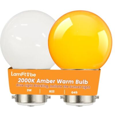 Lamptobe B22 Bayonet Amber Light Bulb, 2000K Orange Night Light Blulb for Sleep, 3W Lamptobe B22 Bayonet Amber Light Bulb, 2000K Orange Night Light Blulb for Sleep, 3W