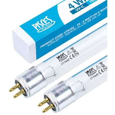 Pisces Twin Pack 4w Watt Replacement UV T5 Pond Bulb Spare 150mm UVC Lamp for Filter Pisces Twin Pack 4w Watt Replacement UV T5 Pond Bulb Spare 150mm UVC Lamp for Filter