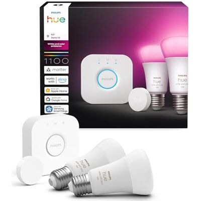 Philips Starter Kit, Bridge + 3 Spotlight Bulbs + Button, E27 Philips Starter Kit, Bridge + 3 Spotlight Bulbs + Button, E27