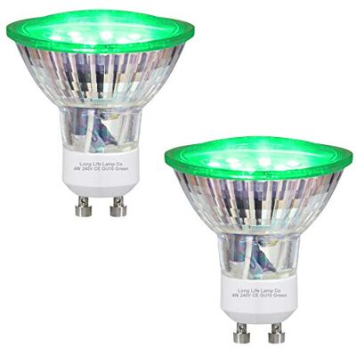 Long Life Lamp Company GU10 LED Green Light Bulb 4w 2 Pack Long Life Lamp Company GU10 LED Green Light Bulb 4w 2 Pack