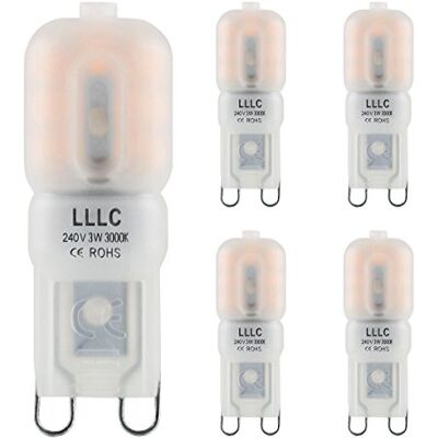 Long Life Lamp Company 5 x G9 LED Bulbs 3w Equivalent 30w 240v with Frosted Cover Warm White Long Life Lamp Company 5 x G9 LED Bulbs 3w Equivalent 30w 240v with Frosted Cover Warm White