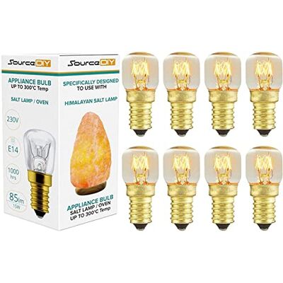 SourceDIY Salt Lamp Bulb 15w E14 (Pack of 8) for Oven <300°C, Fridge, Multipurpose Pygmy Appliance SES Incandescent dimmable Bulbs SourceDIY Salt Lamp Bulb 15w E14 (Pack of 8) for Oven <300°C, Fridge, Multipurpose Pygmy Appliance SES Incandescent dimmable Bulbs