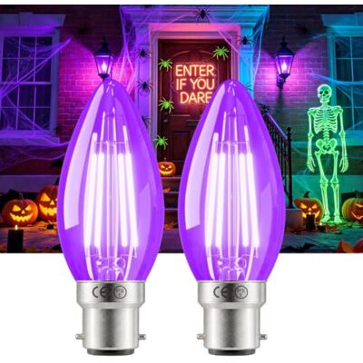Lamptobe B22 Bayonet Blacklight Bulb UV 395nm for Halloween Neon Face Paint LED 4.5W Dimmable C35 Bayonet Cap Black Light Bulb for Halloween Body Art Paint Glow Parties Poster Home Decor Lamptobe B22 Bayonet Blacklight Bulb UV 395nm for Halloween Neon Face Paint LED 4.5W Dimmable C35 Bayonet Cap Black Light Bulb for Halloween Body Art Paint Glow Parties Poster Home Decor