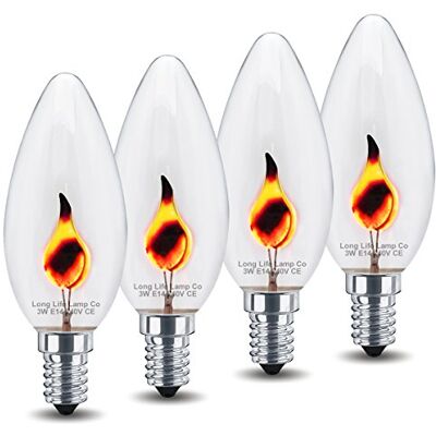 Long Life Lamp Company 4 x 3w Flicker Flame Candle Light Bulb E14 Long Life Lamp Company 4 x 3w Flicker Flame Candle Light Bulb E14