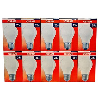 OSRAM 25 W E27 Incandescent Bulbs Matte (Pack of 10) OSRAM 25 W E27 Incandescent Bulbs Matte (Pack of 10)