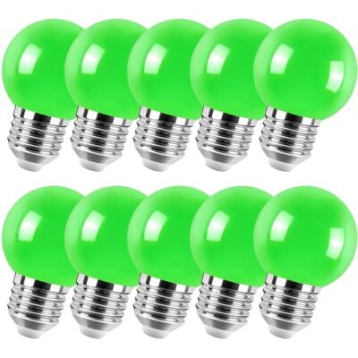 Jiotouhu 10 Pack e27 Coloured Light Bulb, G45 Green Light Bulb, 2W Equivalent to 20W Halogen lamp, LED Coloured GolfBall Bulbs, for Outdoor Indoor Decorative Jiotouhu 10 Pack e27 Coloured Light Bulb, G45 Green Light Bulb, 2W Equivalent to 20W Halogen lamp, LED Coloured GolfBall Bulbs, for Outdoor Indoor Decorative
