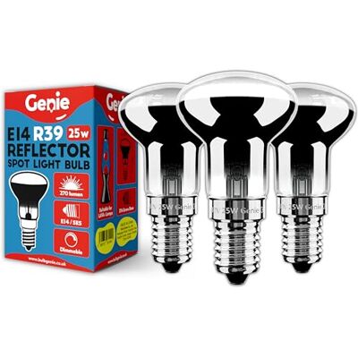 Genie 25W E14 Lava Lamp Bulb 230V (Pack of 3) R39 Reflector Glass Bulb Dimmable Warm White 2700K, Small Edison Screw (SES) Replacement Bulbs for Lava Lamp, Bubble Lamp or Spotlight Genie 25W E14 Lava Lamp Bulb 230V (Pack of 3) R39 Reflector Glass Bulb Dimmable Warm White 2700K, Small Edison Screw (SES) Replacement Bulbs for Lava Lamp, Bubble Lamp or Spotlight