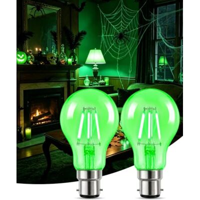 Lamptobe Dimmable Green Bayonet Light Bulb, 6W B22 A60 Green Light Bulb 50W Equivalent, Clear Glass Filament Green B22 Bulb 230V for Christmas, Halloween, St. Patrick's Day, Home Decor Lamptobe Dimmable Green Bayonet Light Bulb, 6W B22 A60 Green Light Bulb 50W Equivalent, Clear Glass Filament Green B22 Bulb 230V for Christmas, Halloween, St. Patrick's Day, Home Decor