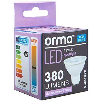 VFM e-Store VFM Cool White Spotlight Bulb 5W Led Gu10 380 Lumen Light Orma VFM e-Store VFM Cool White Spotlight Bulb 5W Led Gu10 380 Lumen Light Orma
