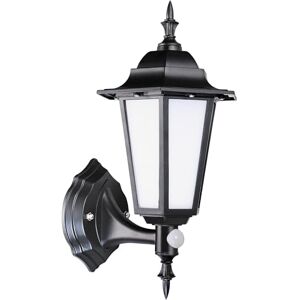 Bright Source Outdoor 7w Integrated LED 6-Sided Cage Lantern, Traditional Coach Style, PIR Motion Sensor, IP44, 550lm, Black, 4000K Cool White Bright Source Outdoor 7w Integrated LED 6-Sided Cage Lantern, Traditional Coach Style, PIR Motion Sensor, IP44, 550lm, Black, 4000K Cool White