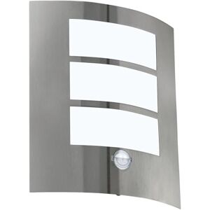 Eglo City Outdoor Motion Sensor Wall Light, White and Silver Stainless Steel External Porch Lighting, Exterior Lamp, E27 Socket, IP44 Eglo City Outdoor Motion Sensor Wall Light, White and Silver Stainless Steel External Porch Lighting, Exterior Lamp, E27 Socket, IP44