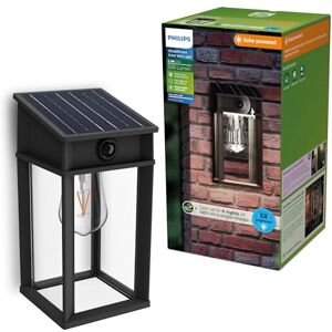 Philips Geri UltraEfficient Outdoor Solar Wall Light, Replaceable Solar Bulb, Motion Sensor, 4000K, Square, Black Philips Geri UltraEfficient Outdoor Solar Wall Light, Replaceable Solar Bulb, Motion Sensor, 4000K, Square, Black