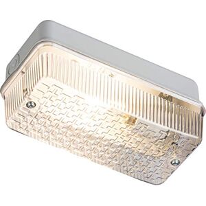 Knightsbridge IP65 Bulkhead Lamp Holder with Prismatic Diffuser and Aluminium Base, B22, 100 W, White Knightsbridge IP65 Bulkhead Lamp Holder with Prismatic Diffuser and Aluminium Base, B22, 100 W, White