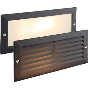 National Lighting ECO Outdoor Black Aluminium & Frosted Glass Brick Light with Grille and Plain Front Panels IP44 Rated National Lighting ECO Outdoor Black Aluminium & Frosted Glass Brick Light with Grille and Plain Front Panels IP44 Rated