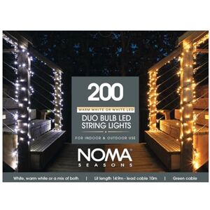 Noma Duo Bulb String Lights, 200 Warm White LED's, 24.9 m Noma Duo Bulb String Lights, 200 Warm White LED's, 24.9 m