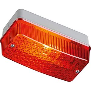 Knightsbridge IP65 Bulkhead Lamp Holder with Red Prismatic Diffuser and Aluminium Base, E27, 100 W, White Knightsbridge IP65 Bulkhead Lamp Holder with Red Prismatic Diffuser and Aluminium Base, E27, 100 W, White