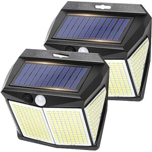 AGM Solar Power PIR Motion Sensor Wall Lights 412 LED Outdoor Garden Security Lamp with 3 Working Modes, IP65 Waterproof-2PCS AGM Solar Power PIR Motion Sensor Wall Lights 412 LED Outdoor Garden Security Lamp with 3 Working Modes, IP65 Waterproof-2PCS