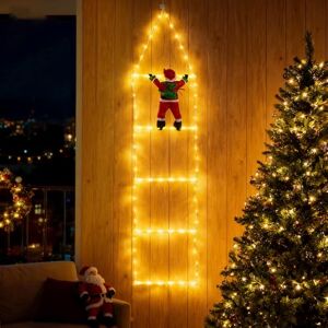 LEDYA Christmas Ladder Lights with Santa Claus, 1.25M/4.1Ft Santa Claus Climbing Ladder Lights, 98 LED Christmas Lights with Timer, 8 Modes for Indoor Outdoor Xmas Decorations (Warm White) LEDYA Christmas Ladder Lights with Santa Claus, 1.25M/4.1Ft Santa Claus Climbing Ladder Lights, 98 LED Christmas Lights with Timer, 8 Modes for Indoor Outdoor Xmas Decorations (Warm White)