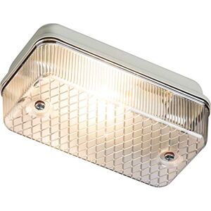 Knightsbridge IP65 Bulkhead Lamp Holder with Clear Prismatic Diffuser and Aluminium Base, E27, 100 W, White Knightsbridge IP65 Bulkhead Lamp Holder with Clear Prismatic Diffuser and Aluminium Base, E27, 100 W, White