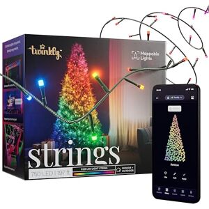 Twinkly Strings 750 LED RGB, Mappable LED Light Strip for Outdoor and Indoor, Smart LED Lights, Compatible with Alexa and Google Home, IP44, App Controlled, Black Wire, 60m Twinkly Strings 750 LED RGB, Mappable LED Light Strip for Outdoor and Indoor, Smart LED Lights, Compatible with Alexa and Google Home, IP44, App Controlled, Black Wire, 60m