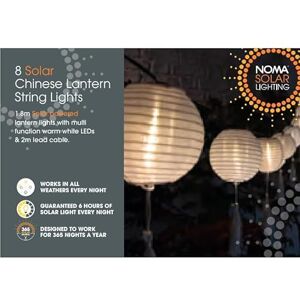 Noma Solar Mandarin Lantern with Tassels, 20cm Diameter, White Noma Solar Mandarin Lantern with Tassels, 20cm Diameter, White