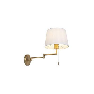 Qazqa Bronze Wall Lamp with White Shade & Adjustable Arm - Modern Qazqa Bronze Wall Lamp with White Shade & Adjustable Arm - Modern