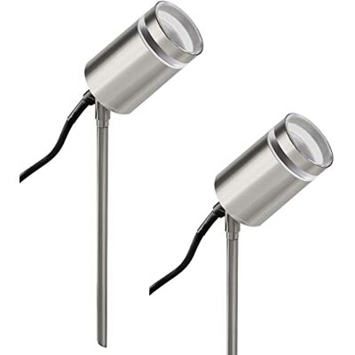 Long Life Lamp Company 2 x Garden Outdoor Spike Light Stainless Steel Clear Diffuser IP65 Ground Pathway Lighting 240v ZLC352 Long Life Lamp Company 2 x Garden Outdoor Spike Light Stainless Steel Clear Diffuser IP65 Ground Pathway Lighting 240v ZLC352