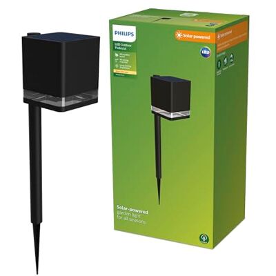 Philips Virona Outdoor Solar Pedestal Light, 2700 K, 200 lm, Black Philips Virona Outdoor Solar Pedestal Light, 2700 K, 200 lm, Black