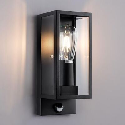 HARPER LIVING Outdoor Wall Light with Adjustable PIR Sensor, Weatherproof IP44, Non-Dimmable, Clear Glass Shades Matt Black Finish, Ideal for Outdoors HARPER LIVING Outdoor Wall Light with Adjustable PIR Sensor, Weatherproof IP44, Non-Dimmable, Clear Glass Shades Matt Black Finish, Ideal for Outdoors