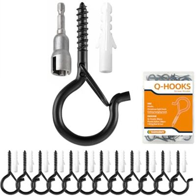 TAIHUIMY Screw Hooks for Outdoor String Lights, Q-Hanger Christmas Rope Lights Clips, Wall Cabinet Ceiling Eye Hook with Safety Buckle for Wire Party Light Plants Wind Chimes(40) TAIHUIMY Screw Hooks for Outdoor String Lights, Q-Hanger Christmas Rope Lights Clips, Wall Cabinet Ceiling Eye Hook with Safety Buckle for Wire Party Light Plants Wind Chimes(40)