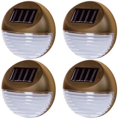 Livhome 4 Pack Solar Powered LED Round Fence Lights Outdoor, Wireless Garden Wall Patio Decking Lights with Auto Dusk Sensor, Decorative Waterproof Solar Lights (Brown) Livhome 4 Pack Solar Powered LED Round Fence Lights Outdoor, Wireless Garden Wall Patio Decking Lights with Auto Dusk Sensor, Decorative Waterproof Solar Lights (Brown)
