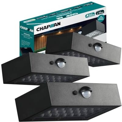Lumineux Lighting Chapman Pinehurst 3W PIR LED Solar Brick Lights Outdoor, IP65 Waterproof Wall Lights, Motion Sensor, 4000K Cool White Solar Lights for Garden, Driveways & Outdoor Security Lighting (3 Pack Black) Lumineux Lighting Chapman Pinehurst 3W PIR LED Solar Brick Lights Outdoor, IP65 Waterproof Wall Lights, Motion Sensor, 4000K Cool White Solar Lights for Garden, Driveways & Outdoor Security Lighting (3 Pack Black)