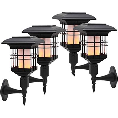 Taylor Solar Wall Lights, 4 Pack 51 LED Torch with Flickering Flame Waterproof Outdoor Solar Lantern Lamp for Garden, Landscape, Halloween Pathway, Patio, Balcony Deck Yard (4 Pack) Taylor Solar Wall Lights, 4 Pack 51 LED Torch with Flickering Flame Waterproof Outdoor Solar Lantern Lamp for Garden, Landscape, Halloween Pathway, Patio, Balcony Deck Yard (4 Pack)