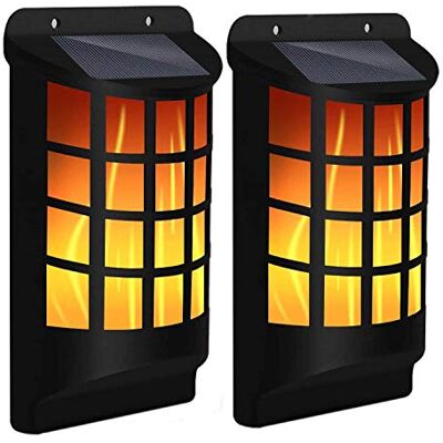 Solalite Solar Wall Lights, LED Torch with Flickering Flame 60 LED Waterproof Outdoor Solar Lamp for Garden, Landscape, Halloween Pathway, Patio, Balcony Deck Yard (2 Pack) Solalite Solar Wall Lights, LED Torch with Flickering Flame 60 LED Waterproof Outdoor Solar Lamp for Garden, Landscape, Halloween Pathway, Patio, Balcony Deck Yard (2 Pack)