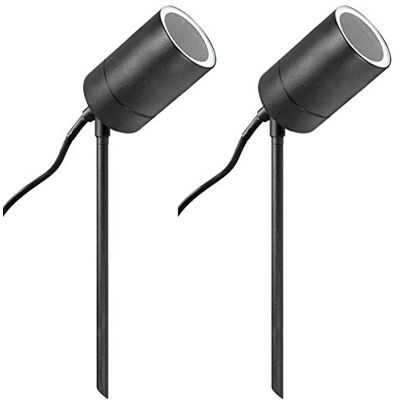Long Life Lamp Company 2 x Garden Outdoor Spike Light Mains Powered Black Finish Stainless Steel Water Resistant Ground Pathway Lighting ZLC307B Long Life Lamp Company 2 x Garden Outdoor Spike Light Mains Powered Black Finish Stainless Steel Water Resistant Ground Pathway Lighting ZLC307B