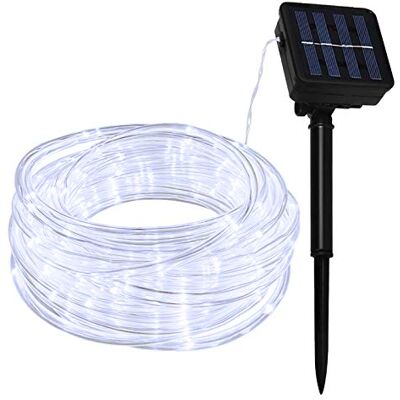 Lamker 100 LED Solar Rope Lights 12M Waterproof Tubing Lights White 8 Lighting Modes Outdoor Garden Flexible Tube String Fairy Light for Christmas Party Wedding Tree Fence Yard Backyard Patio Lamker 100 LED Solar Rope Lights 12M Waterproof Tubing Lights White 8 Lighting Modes Outdoor Garden Flexible Tube String Fairy Light for Christmas Party Wedding Tree Fence Yard Backyard Patio
