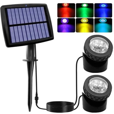 JUSTUP Outdoor Solar Pond Lights, 2 in 1 12 LEDs Waterproof Solar Underwater Pond Light Lighting Angle Adjustable Garden Spotlights, Auto ON/Off for Outdoor Garden Fish Tank Pool (2 Lamp RGB) JUSTUP Outdoor Solar Pond Lights, 2 in 1 12 LEDs Waterproof Solar Underwater Pond Light Lighting Angle Adjustable Garden Spotlights, Auto ON/Off for Outdoor Garden Fish Tank Pool (2 Lamp RGB)