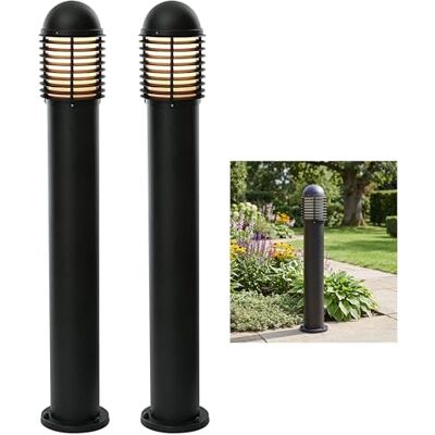 Saxby Lighting Saxby Louvre Outdoor Bollard Light 60W E27, Pack of 2 – Matt Black Die Cast Aluminium and Poly Carbonate – Classic & Decorative Post Lights for Gardens, Pathways, Driveways – IP44 Rated Saxby Lighting Saxby Louvre Outdoor Bollard Light 60W E27, Pack of 2 – Matt Black Die Cast Aluminium and Poly Carbonate – Classic & Decorative Post Lights for Gardens, Pathways, Driveways – IP44 Rated
