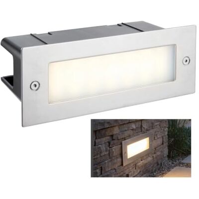 National Lighting Brick Lights Outdoor Marine Grade Stainless Steel Finish LED Plain Brick Light Recessed Outdoor Garden Pathway IP44 Rated Integrated Lamp Cool White 4000K 200 Lumens National Lighting Brick Lights Outdoor Marine Grade Stainless Steel Finish LED Plain Brick Light Recessed Outdoor Garden Pathway IP44 Rated Integrated Lamp Cool White 4000K 200 Lumens